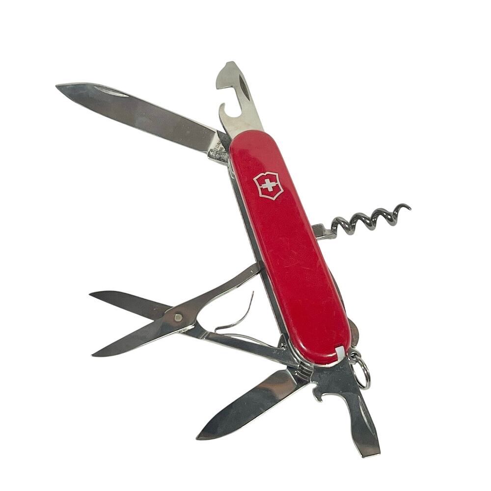 Vintage Victorinox Climber Swiss Army Knife 91mm Red 1980s